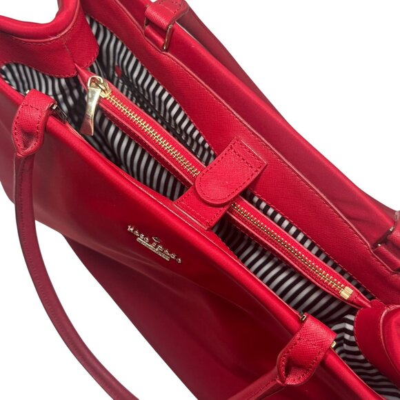 Kate Spade ~ Phoebe Red Nylon Tote Top handle Shoulder bag, Striped interior - Picture 15 of 16